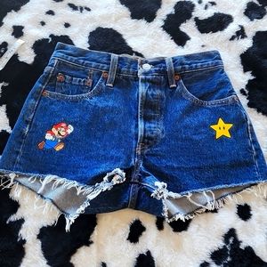 Super Mario bros x levis collab Jean shorts